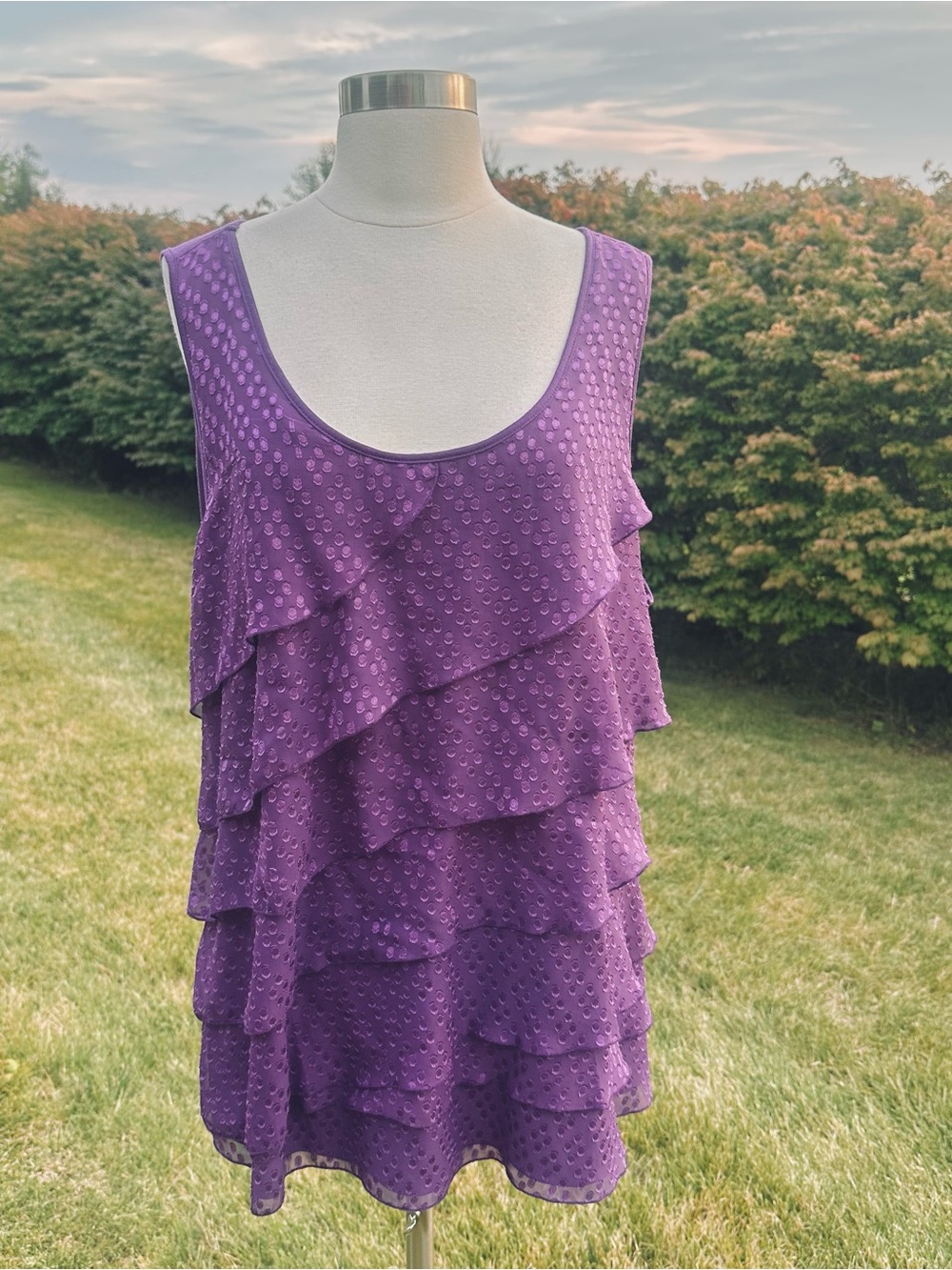 Avenue Purple Sleeveless Tiered Ruffle Plus Size Top Women’s 22/24